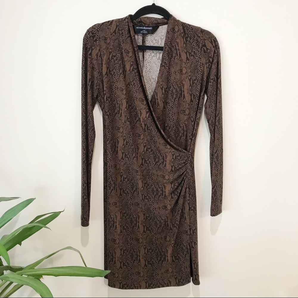 Norma Kamali Snakeskin Print Wrap Dress